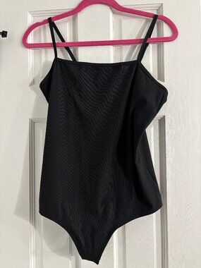 SPANX Black Ribbed Bodysuit Cami - XL